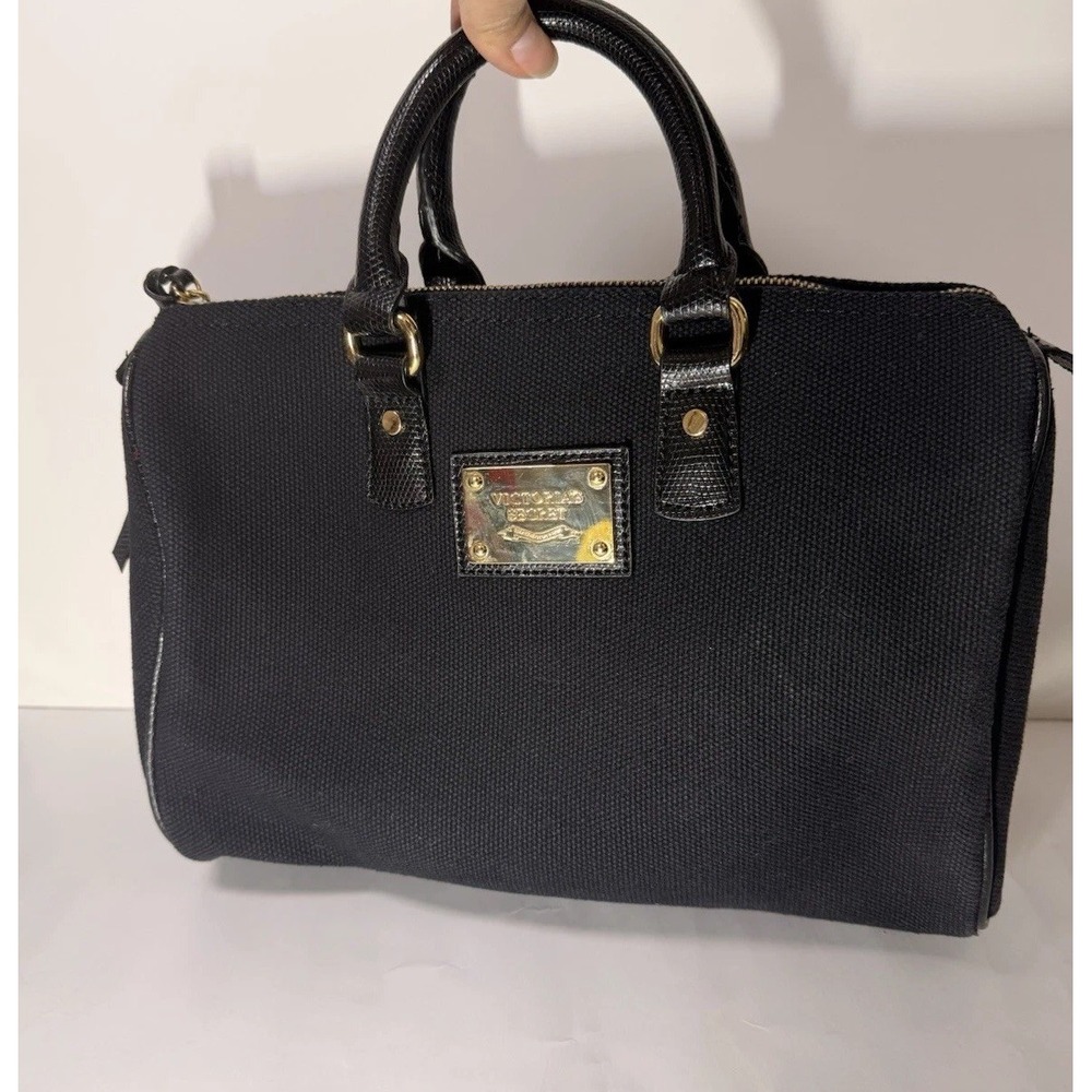 Vintage Y2K Victoria's Secret Top‎ Handle Black Canvas Weekend Travel Purse